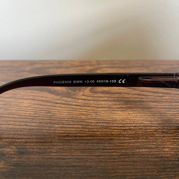 Equate Phoenix Brown Rectangle Eyeglass Frames Only 49-19-133 with Clear Case - Picture 3 of 7